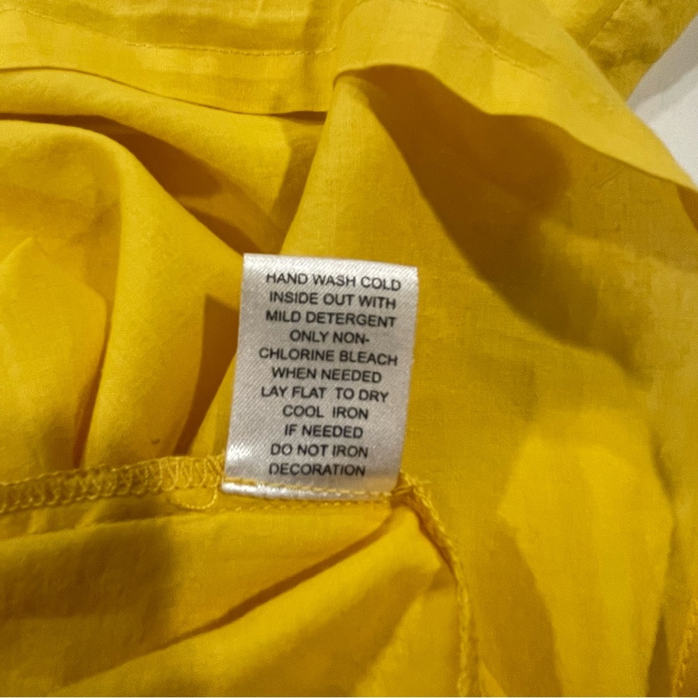 B & Lu Yellow Flutter Cap Sleeve Cotton Shirt with Smocked Detail and Ties 3XL - Picture 9 of 13